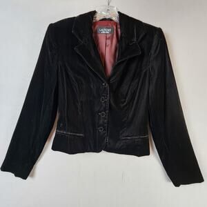 Laundry by Shelli Segal Velvet Blazer Women Size 10 Rayon Burgundy Lined